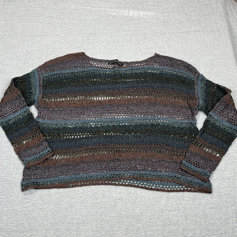Peruvian Connection Crochet‎ Multicolor Striped Sz L Boho VTG